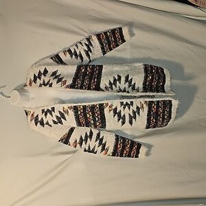 On Blue Aztec print eyelash cardigan